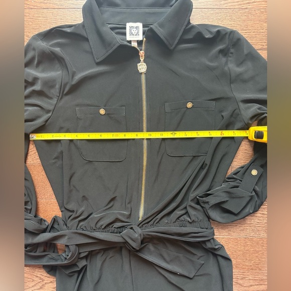 Anne Klein size 8 jumpsuit Black Zip-Up Jumpsuit with Gold Accents NWOT - Picture 3 of 7